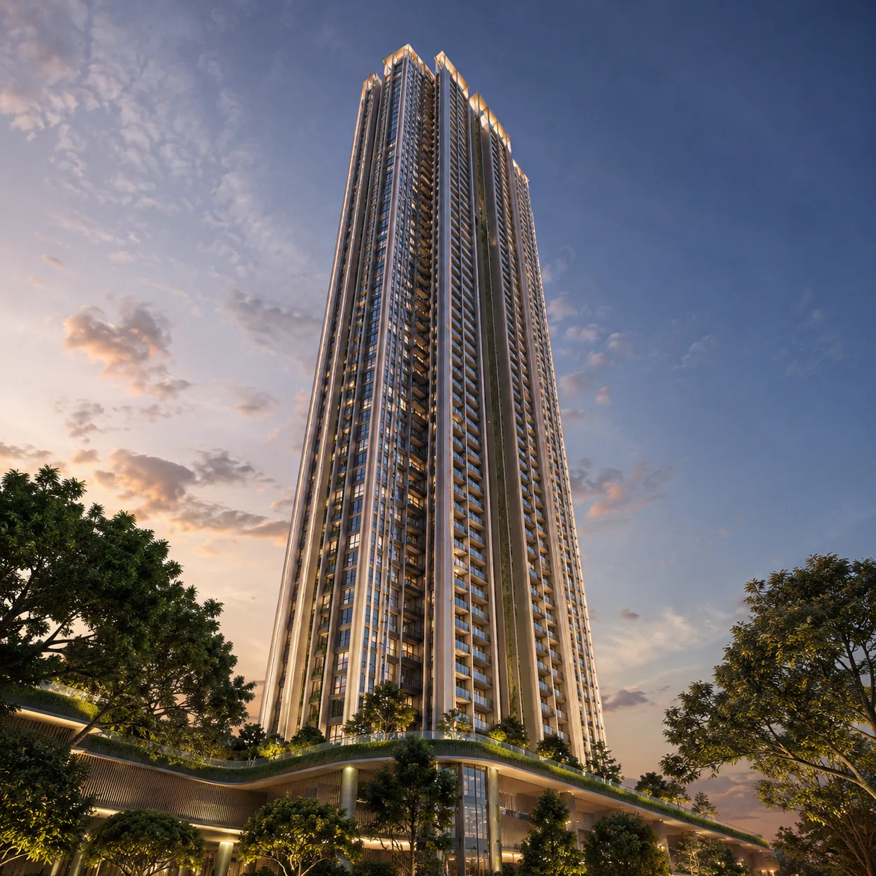 Brigade Old Madras Road residential tower facade